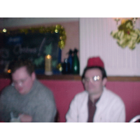 A picture of Simon and Matt, as seen through the eyes of a drunken party member.