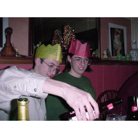 Chris and Andy drinking.