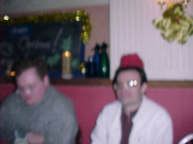 A picture of Simon and Matt, as seen through the eyes of a drunken party member.