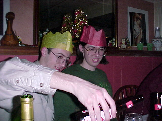 Chris and Andy drinking.